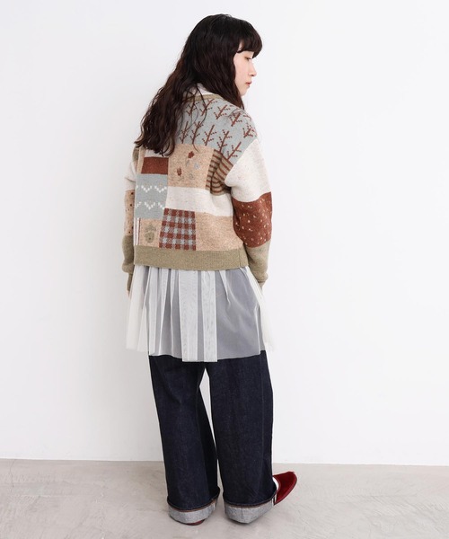 l'atelier du savon（アトリエドサボン）の「_カラフルジャガードカーディガン（カーディガン/ボレロ・レディース・ブラウン/グレー・FREE）」の10枚目の写真