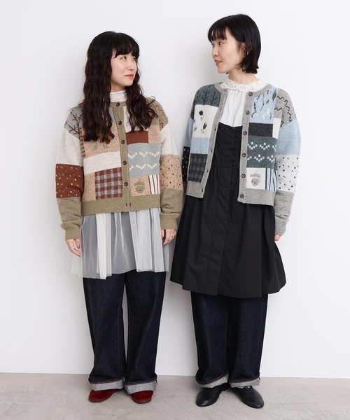 l'atelier du savon（アトリエドサボン）の「_カラフルジャガードカーディガン（カーディガン/ボレロ・レディース・ブラウン/グレー・FREE）」の7枚目の写真