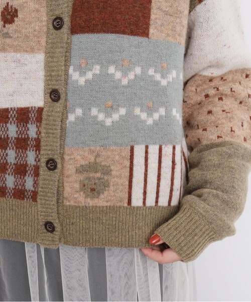 l'atelier du savon（アトリエドサボン）の「_カラフルジャガードカーディガン（カーディガン/ボレロ・レディース・ブラウン/グレー・FREE）」の21枚目の写真