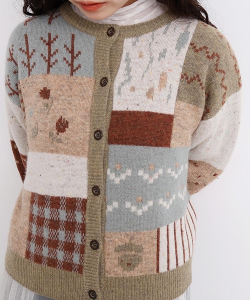 l'atelier du savon（アトリエドサボン）の「_カラフルジャガードカーディガン（カーディガン/ボレロ・レディース・ブラウン/グレー・FREE）」の20枚目の写真