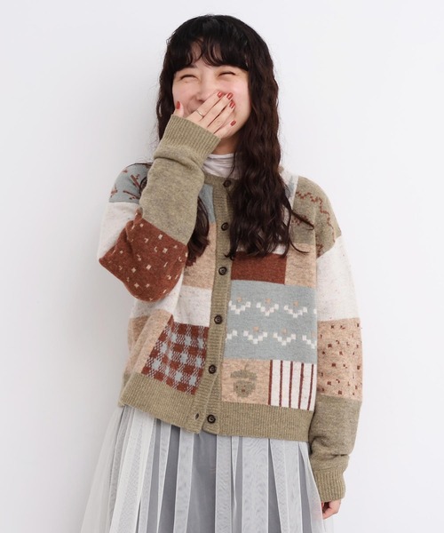 l'atelier du savon（アトリエドサボン）の「_カラフルジャガードカーディガン（カーディガン/ボレロ・レディース・ブラウン/グレー・FREE）」の16枚目の写真