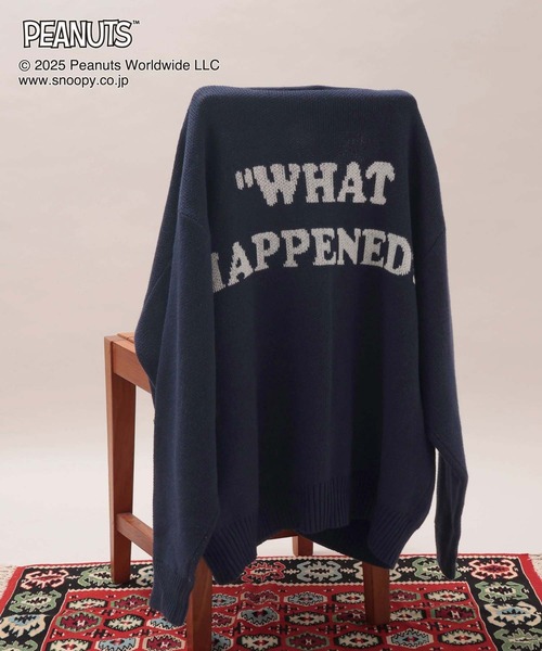 GLOBAL WORK（グローバルワーク）の「PEANUTS/ロゴVネックカーディガン/591295（カーディガン/ボレロ・レディース・ネイビー/マスタード/ダークグレー/レッド・LARGE/MEDIUM）」の3枚目の写真