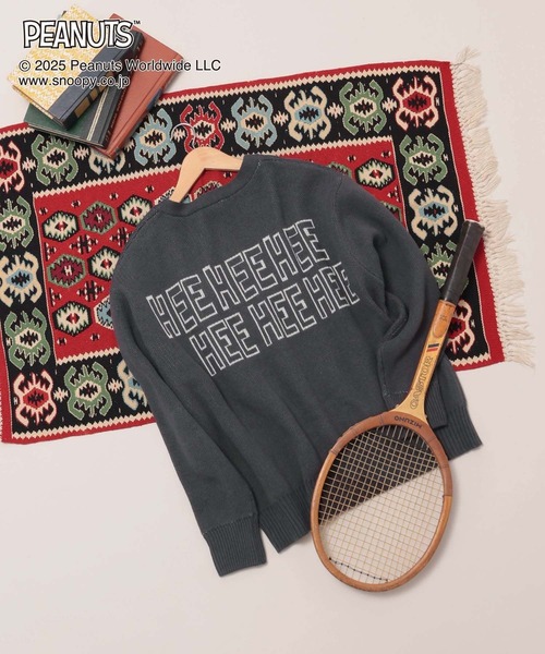 GLOBAL WORK（グローバルワーク）の「PEANUTS/ロゴVネックカーディガン/591295（カーディガン/ボレロ・レディース・ネイビー/マスタード/ダークグレー/レッド・LARGE/MEDIUM）」の5枚目の写真