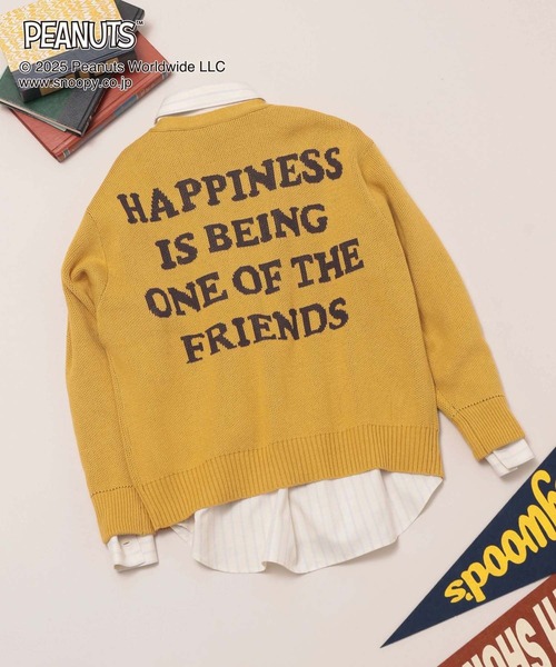 GLOBAL WORK（グローバルワーク）の「PEANUTS/ロゴVネックカーディガン/591295（カーディガン/ボレロ・レディース・ネイビー/マスタード/ダークグレー/レッド・LARGE/MEDIUM）」の8枚目の写真