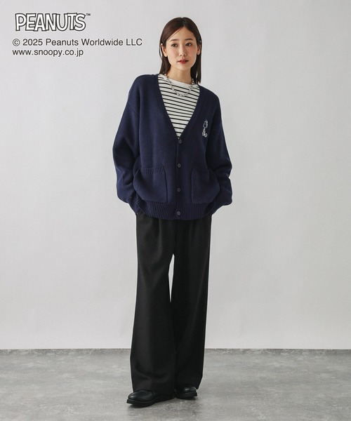 セール】PEANUTS/ロゴVネックカーディガン/591295（カーディガン