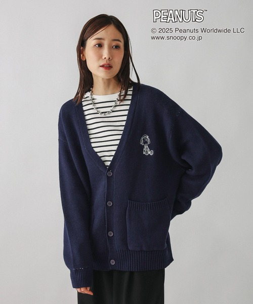 PEANUTS/ロゴVネックカーディガン/591295（カーディガン/ボレロ