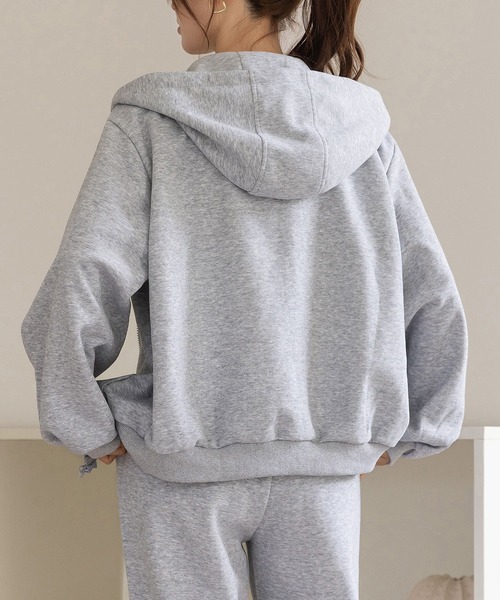 DAY CLOSET(デイ クローゼット)の「【セットアップ/調節紐付き/全周ゴム】長袖ダブルジップフーディー+ロングパンツ 上下2点セット レディース(スウェット・レディース・オートミール/グレー・FREE)」の22枚目の写真