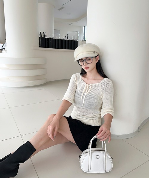 Jasmine Grandiflorum(ジャスミングランディフローラム)の「【Jasmine】2WAYフロントリボンニットプルオーバー (SS)(ニット/セーター・レディース・ダークグレー/ベージュ/ブラウン/ホワイト・FREE)」の10枚目の写真