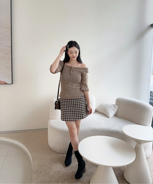 セール】【Jasmine】2WAYフロントリボンニットプルオーバー（ニット