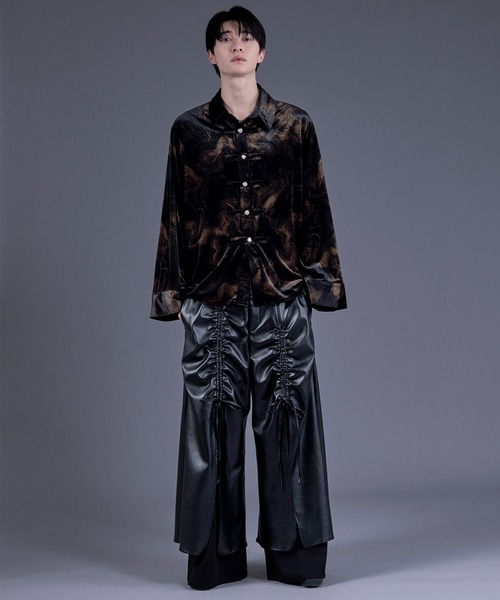 Ellno Loset（エルノロゼット）の「ゴウヒレイヤードドロストワイドパンツ（その他パンツ・メンズ・ブラック・X-SMALL/SMALL/MEDIUM/LARGE）」の7枚目の写真