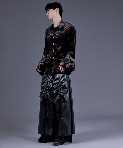 Ellno Loset（エルノロゼット）の「ゴウヒレイヤードドロストワイドパンツ（その他パンツ・メンズ・ブラック・X-SMALL/SMALL/MEDIUM/LARGE）」の8枚目の写真
