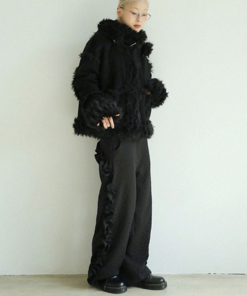 UGLY SHADOW(アグリーシャドウ)の「【Uglyshadow】REVERSIBLE SHEARLING JACKET / 【アグリーシャドウ】リバーシブルシャーリングジャケット(ブルゾン・レディース・グレー/ブラック・ONE SIZE)」の9枚目の写真
