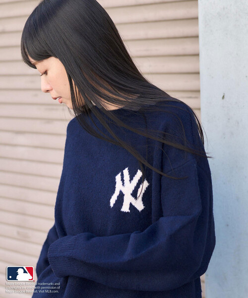 FREAK'S STORE(フリークスストア)の「MLB/エムエルビー MLB ジャカードロゴニット(ニット/セーター・レディース・オフホワイト/ライトグレー/ピンク/ネイビー/ブラウン・FREE/フリ-)」の5枚目の写真