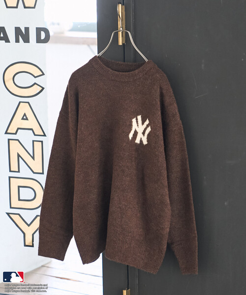 FREAK'S STORE(フリークスストア)の「MLB/エムエルビー MLB ジャカードロゴニット(ニット/セーター・レディース・オフホワイト/ライトグレー/ピンク/ネイビー/ブラウン・FREE/フリ-)」の4枚目の写真