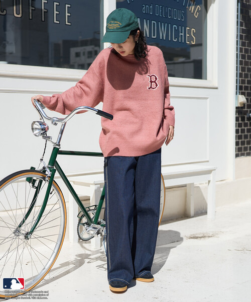 FREAK'S STORE(フリークスストア)の「MLB/エムエルビー MLB ジャカードロゴニット(ニット/セーター・レディース・オフホワイト/ライトグレー/ピンク/ネイビー/ブラウン・FREE/フリ-)」の12枚目の写真