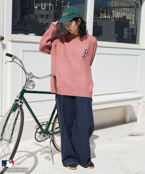 FREAK'S STORE(フリークスストア)の「MLB/エムエルビー MLB ジャカードロゴニット(ニット/セーター・レディース・オフホワイト/ライトグレー/ピンク/ネイビー/ブラウン・FREE/フリ-)」の13枚目の写真