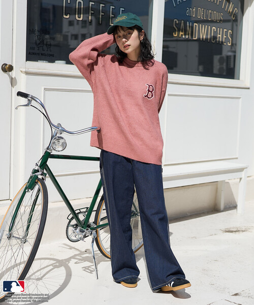 FREAK'S STORE(フリークスストア)の「MLB/エムエルビー MLB ジャカードロゴニット(ニット/セーター・レディース・オフホワイト/ライトグレー/ピンク/ネイビー/ブラウン・FREE/フリ-)」の14枚目の写真