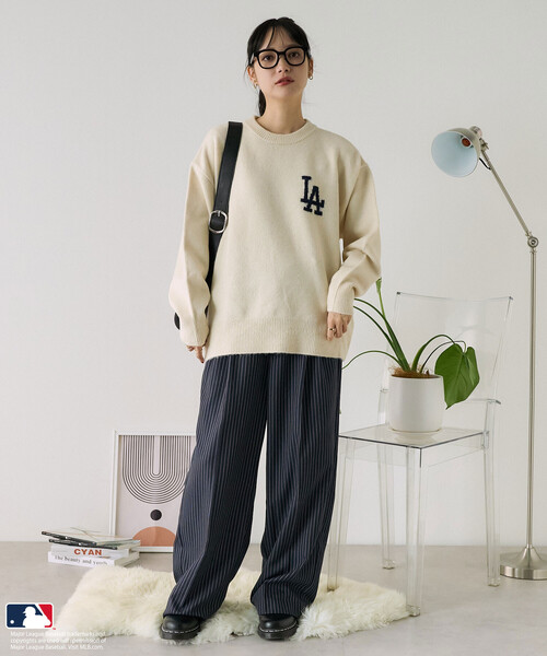 FREAK'S STORE(フリークスストア)の「MLB/エムエルビー MLB ジャカードロゴニット(ニット/セーター・レディース・オフホワイト/ライトグレー/ピンク/ネイビー/ブラウン・FREE/フリ-)」の22枚目の写真
