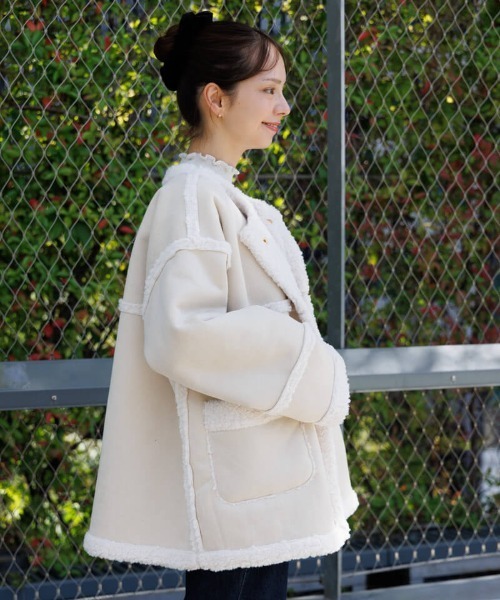 flower（フラワー）の「ダウニームートンコート（ムートンコート・レディース・アイボリー/ブラウン・FREE）」の15枚目の写真