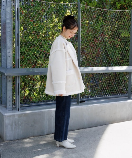 flower（フラワー）の「ダウニームートンコート（ムートンコート・レディース・アイボリー/ブラウン・FREE）」の18枚目の写真