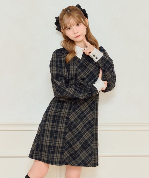 apres jour(アプレジュール)の「チェックパフスリーブワンピース(ワンピース・レディース・ブラック系その他/ブラック/ネイビー・X-LARGE/フリー)」の14枚目の写真
