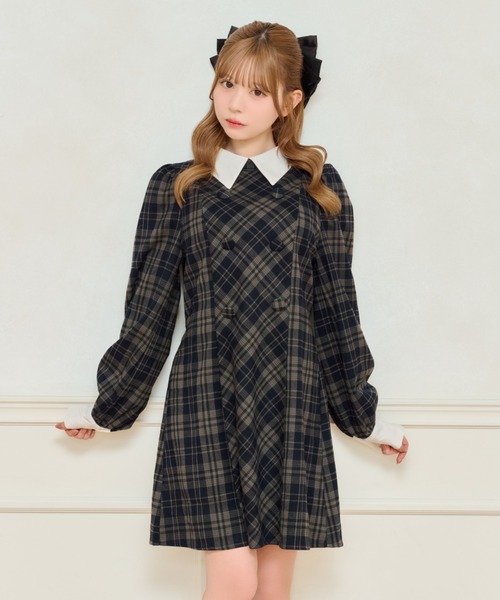 apres jour(アプレジュール)の「チェックパフスリーブワンピース(ワンピース・レディース・ブラック系その他/ブラック/ネイビー・X-LARGE/フリー)」の15枚目の写真