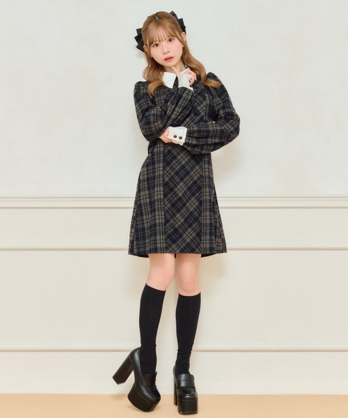 apres jour(アプレジュール)の「チェックパフスリーブワンピース(ワンピース・レディース・ブラック系その他/ブラック/ネイビー・X-LARGE/フリー)」の17枚目の写真