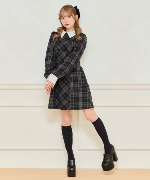 apres jour(アプレジュール)の「チェックパフスリーブワンピース(ワンピース・レディース・ブラック系その他/ブラック/ネイビー・X-LARGE/フリー)」の18枚目の写真