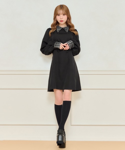 apres jour(アプレジュール)の「チェックパフスリーブワンピース(ワンピース・レディース・ブラック系その他/ブラック/ネイビー・X-LARGE/フリー)」の7枚目の写真