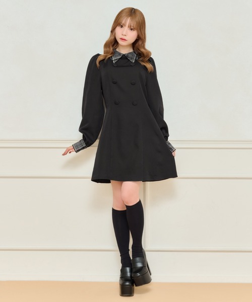 apres jour(アプレジュール)の「チェックパフスリーブワンピース(ワンピース・レディース・ブラック系その他/ブラック/ネイビー・X-LARGE/フリー)」の8枚目の写真
