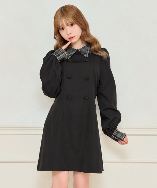 apres jour(アプレジュール)の「チェックパフスリーブワンピース(ワンピース・レディース・ブラック系その他/ブラック/ネイビー・X-LARGE/フリー)」の6枚目の写真