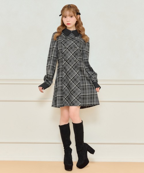 apres jour(アプレジュール)の「チェックパフスリーブワンピース(ワンピース・レディース・ブラック系その他/ブラック/ネイビー・X-LARGE/フリー)」の12枚目の写真