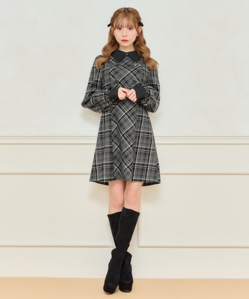 apres jour(アプレジュール)の「チェックパフスリーブワンピース(ワンピース・レディース・ブラック系その他/ブラック/ネイビー・X-LARGE/フリー)」の13枚目の写真