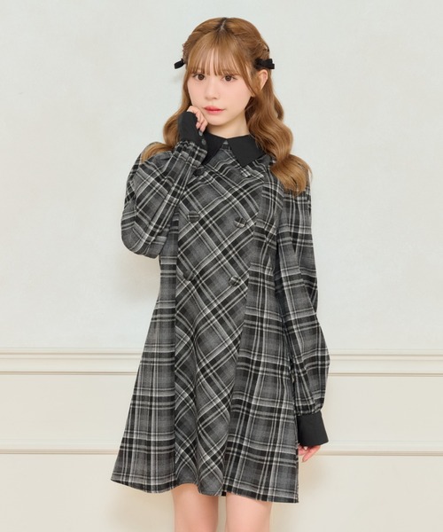 apres jour(アプレジュール)の「チェックパフスリーブワンピース(ワンピース・レディース・ブラック系その他/ブラック/ネイビー・X-LARGE/フリー)」の9枚目の写真