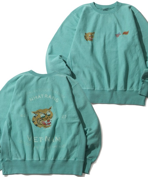 HOUSTON(ヒューストン)の「【HOUSTON/ヒューストン】 PIGMENT R/W SWEAT SHIRT (VIETNAM TIGER) / ピグメント リバース スウェット(スウェット・メンズ・ミント/サーモンピンク/ブルー/ブラック・M/L/XL)」の3枚目の写真