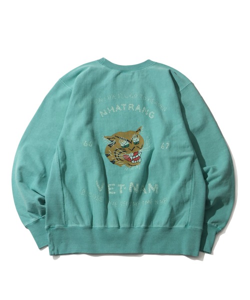 HOUSTON(ヒューストン)の「【HOUSTON/ヒューストン】 PIGMENT R/W SWEAT SHIRT (VIETNAM TIGER) / ピグメント リバース スウェット(スウェット・メンズ・ミント/サーモンピンク/ブルー/ブラック・M/L/XL)」の8枚目の写真