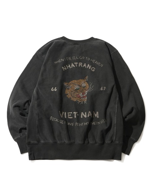 HOUSTON(ヒューストン)の「【HOUSTON/ヒューストン】 PIGMENT R/W SWEAT SHIRT (VIETNAM TIGER) / ピグメント リバース スウェット(スウェット・メンズ・ミント/サーモンピンク/ブルー/ブラック・M/L/XL)」の6枚目の写真