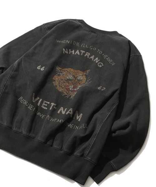 HOUSTON(ヒューストン)の「【HOUSTON/ヒューストン】 PIGMENT R/W SWEAT SHIRT (VIETNAM TIGER) / ピグメント リバース スウェット(スウェット・メンズ・ミント/サーモンピンク/ブルー/ブラック・M/L/XL)」の12枚目の写真
