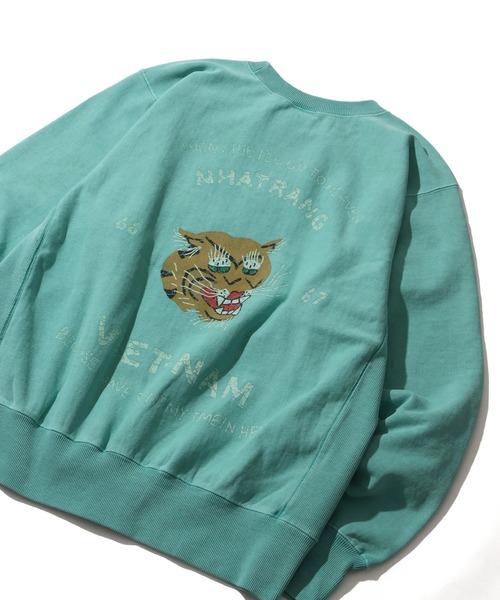 HOUSTON(ヒューストン)の「【HOUSTON/ヒューストン】 PIGMENT R/W SWEAT SHIRT (VIETNAM TIGER) / ピグメント リバース スウェット(スウェット・メンズ・ミント/サーモンピンク/ブルー/ブラック・M/L/XL)」の14枚目の写真