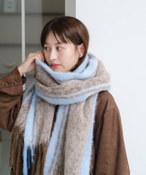 Kastane（カスタネ）の「サイドラインマフラー（マフラー・レディース・ライトグレー/ブラウン・FREE）」の6枚目の写真