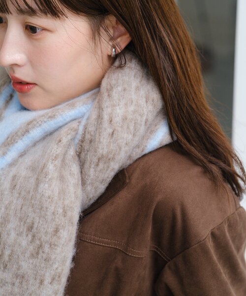 Kastane（カスタネ）の「サイドラインマフラー（マフラー・レディース・ライトグレー/ブラウン・FREE）」の7枚目の写真