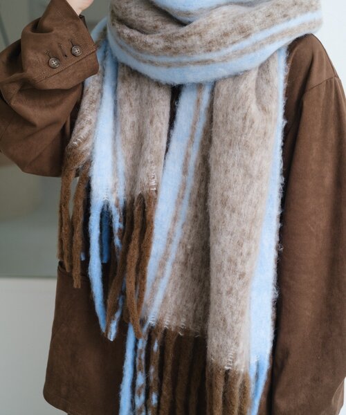 Kastane（カスタネ）の「サイドラインマフラー（マフラー・レディース・ライトグレー/ブラウン・FREE）」の10枚目の写真