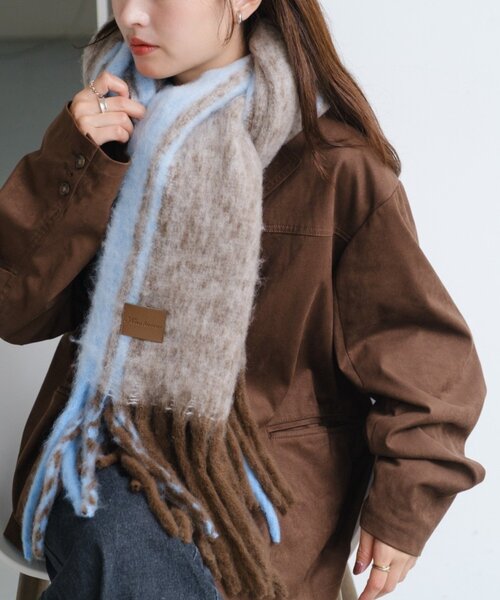 Kastane（カスタネ）の「サイドラインマフラー（マフラー・レディース・ライトグレー/ブラウン・FREE）」の11枚目の写真