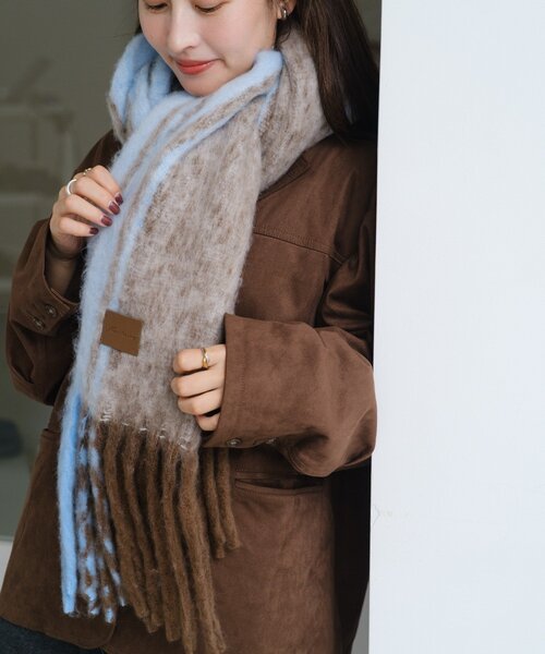 Kastane（カスタネ）の「サイドラインマフラー（マフラー・レディース・ライトグレー/ブラウン・FREE）」の13枚目の写真