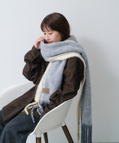 Kastane（カスタネ）の「サイドラインマフラー（マフラー・レディース・ライトグレー/ブラウン・FREE）」の18枚目の写真