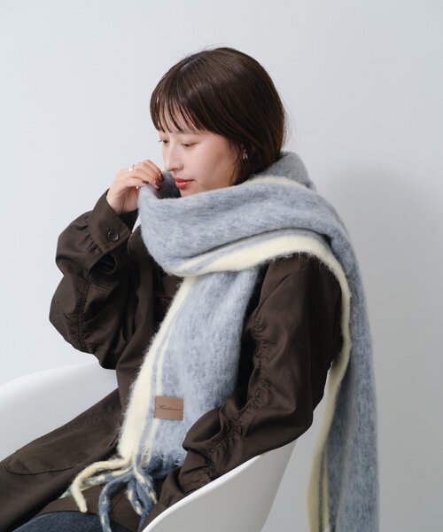 Kastane（カスタネ）の「サイドラインマフラー（マフラー・レディース・ライトグレー/ブラウン・FREE）」の20枚目の写真