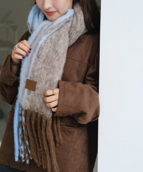 Kastane（カスタネ）の「サイドラインマフラー（マフラー・レディース・ライトグレー/ブラウン・FREE）」の21枚目の写真