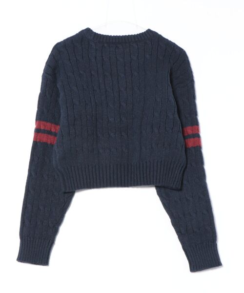 GORGE(ゴージ)の「《カレッジワッペン×袖ライン》レディース ケーブルニット ショート丈 トレンド 秋冬(ニット/セーター・レディース・チャコール/アイボリー/ネイビー・F)」の16枚目の写真