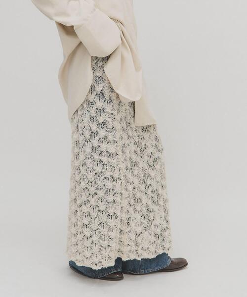 KBF（ケイビーエフ）の「クロシェニットスカート（スカート・レディース・チャコールグレー/アイボリー・ONE）」の20枚目の写真