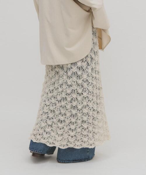 KBF（ケイビーエフ）の「クロシェニットスカート（スカート・レディース・チャコールグレー/アイボリー・ONE）」の19枚目の写真